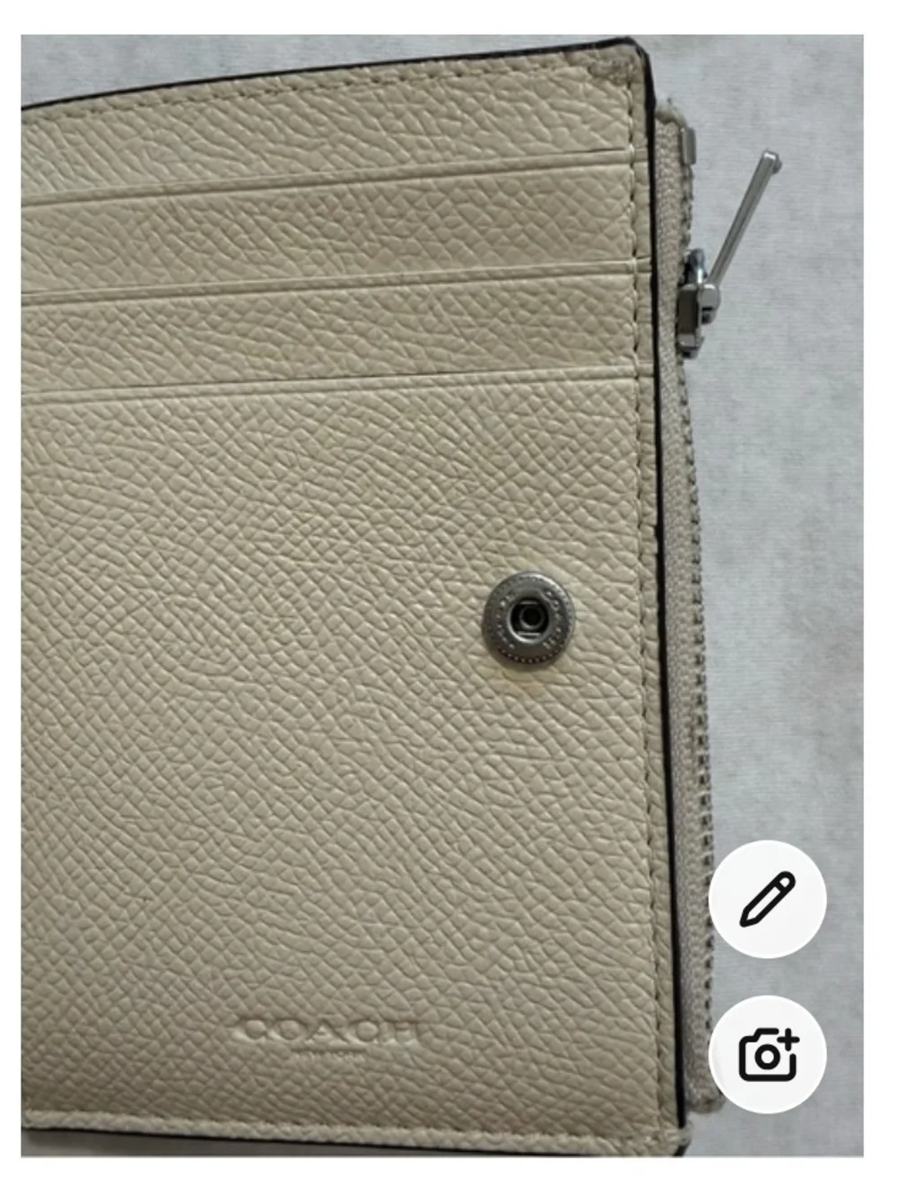 Coach Cream Refined Pebbled Leather Wallet